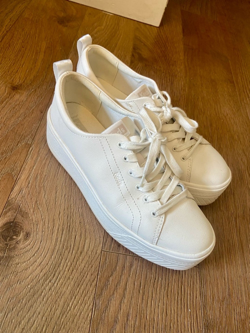 Keds White Platform Lace-Up Sneakers for Women